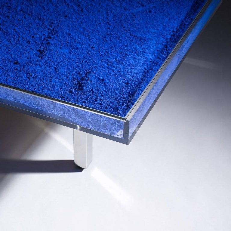 This work is from an edition begun in 1963, under the supervision of Rotraut Klein-Moquay, France, based on a 1961 model by Yves Klein. The table is accompanied with a signed and numbered placard of authenticity. 

Yves Klein
Table 'Klein Blue '