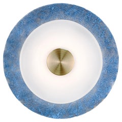 Klein Sconce in Prussian Blue with Satin Brass and White Glass Rondelle