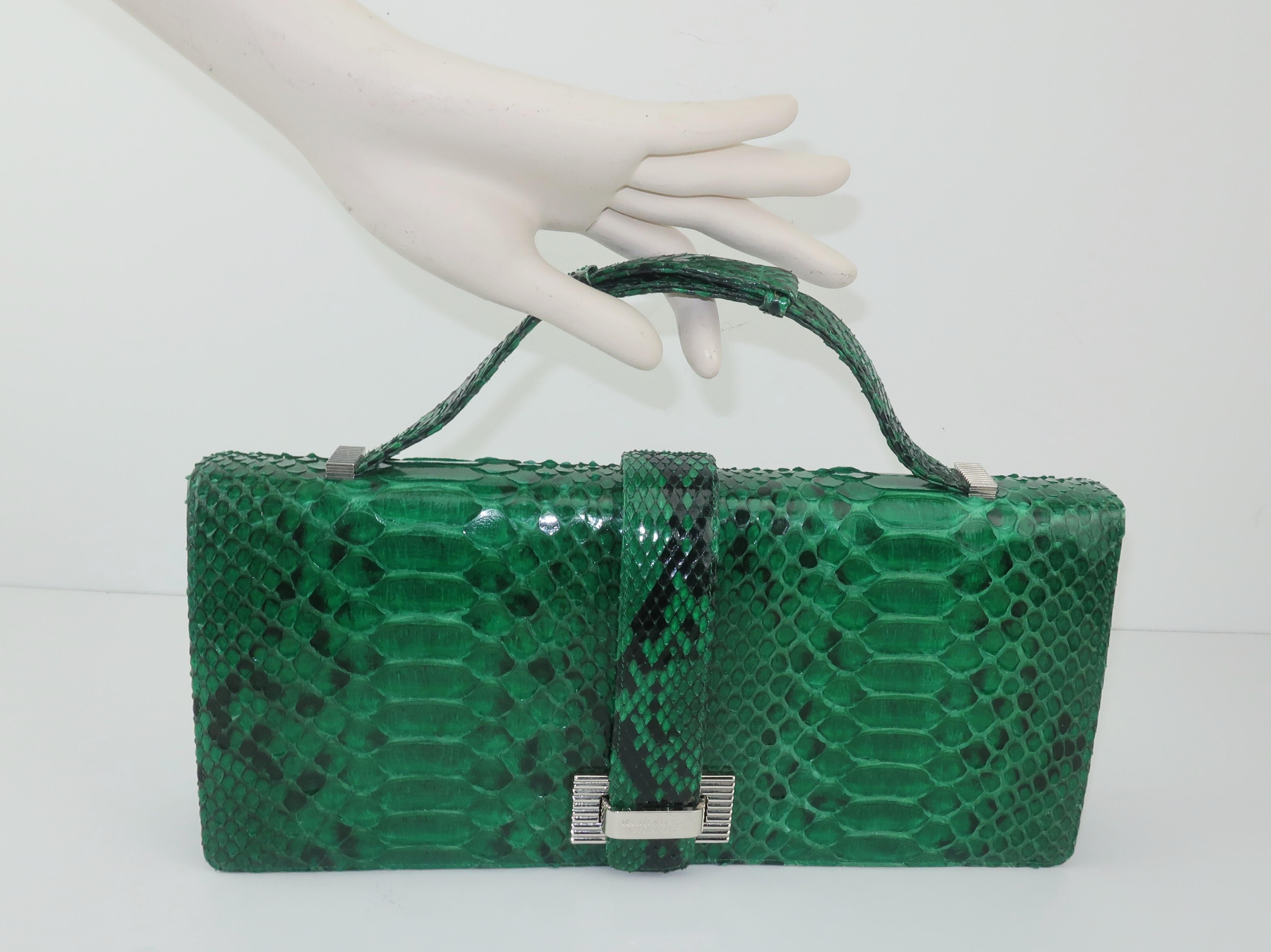 Kleinberg Sherrill Green Snakeskin Clutch Handbag 7