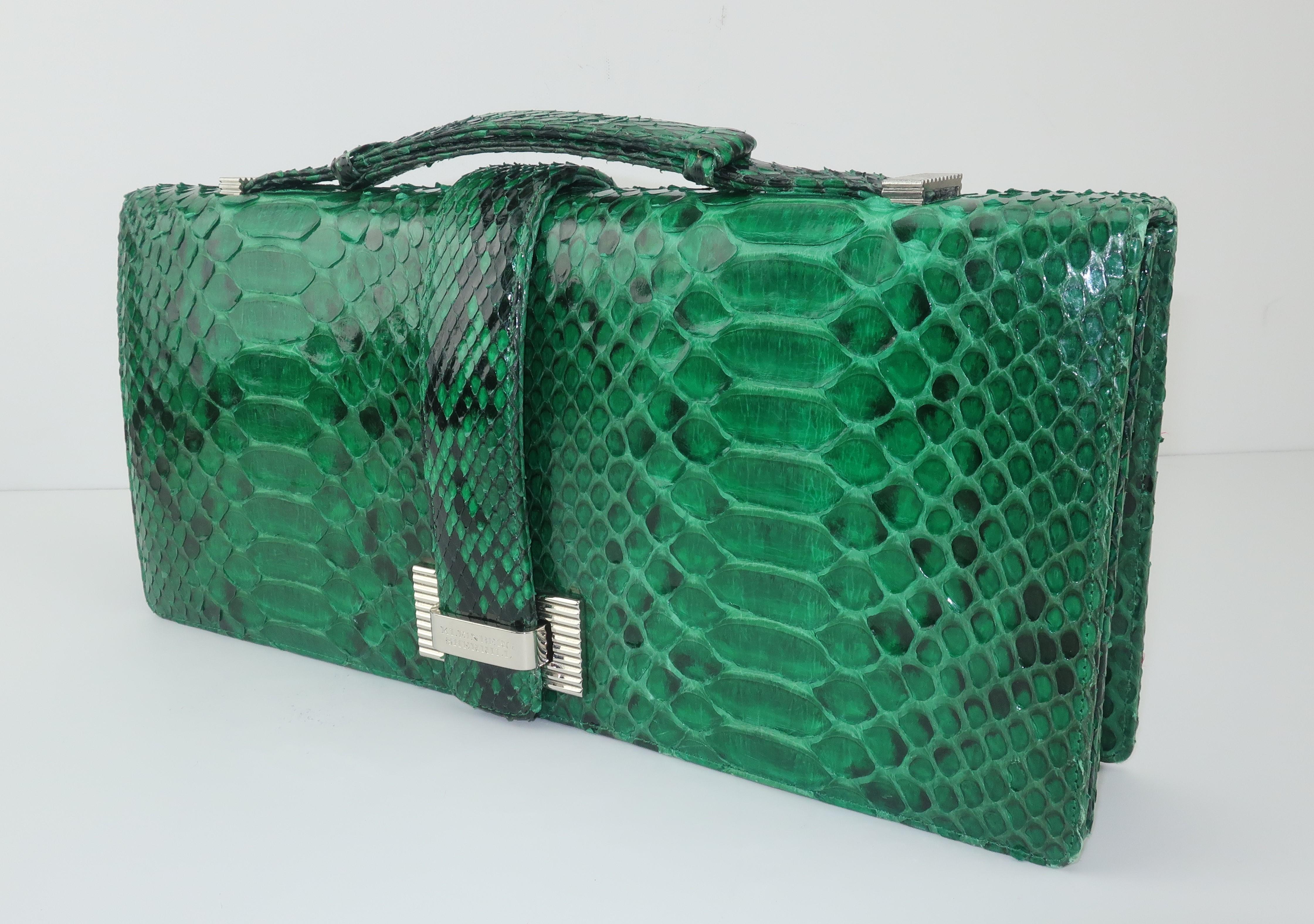 green snakeskin purse