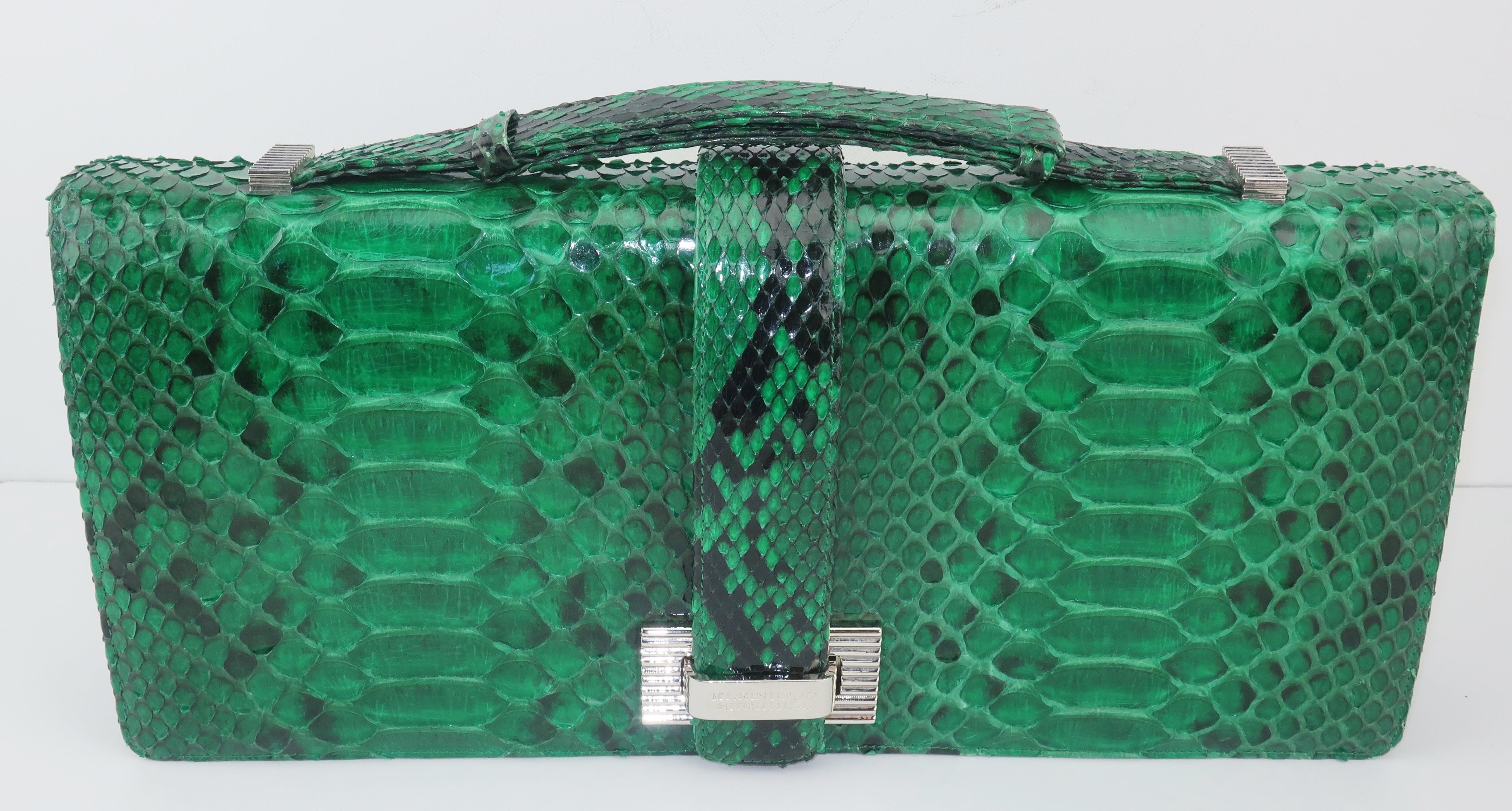 Kleinberg Sherrill Grüne Schlangenhaut Clutch Handtasche Damen