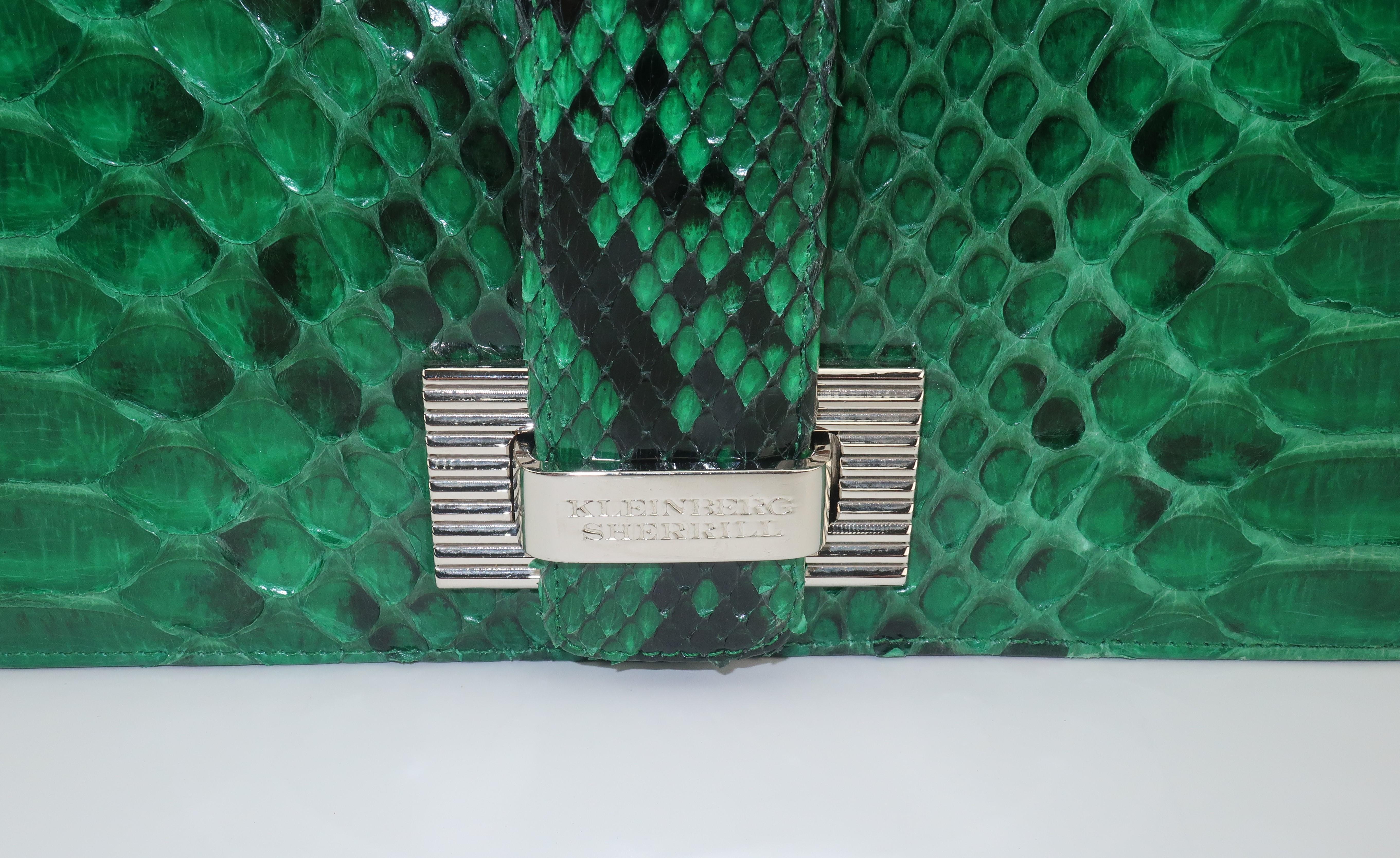 green snakeskin handbag