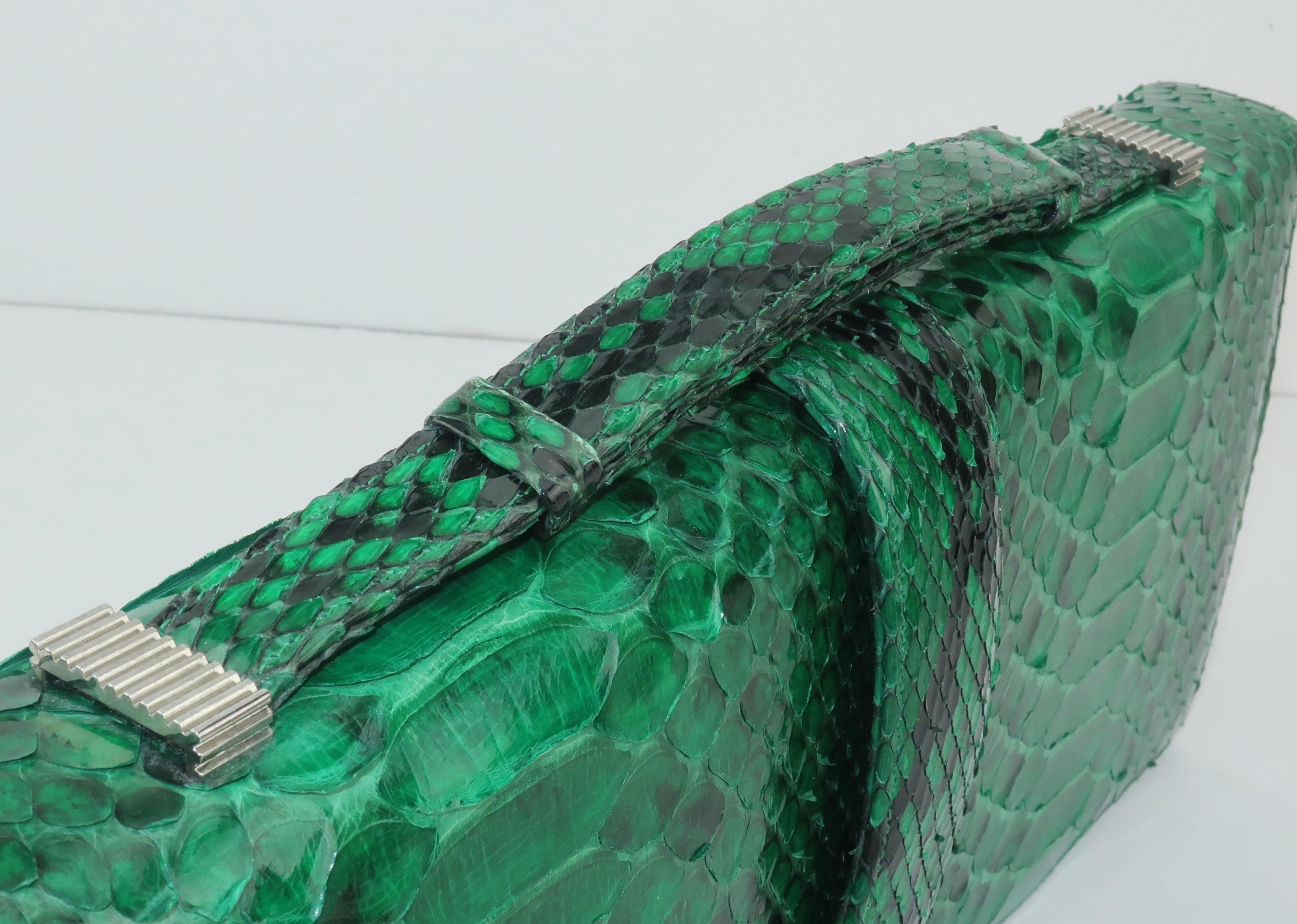 Women's Kleinberg Sherrill Green Snakeskin Clutch Handbag