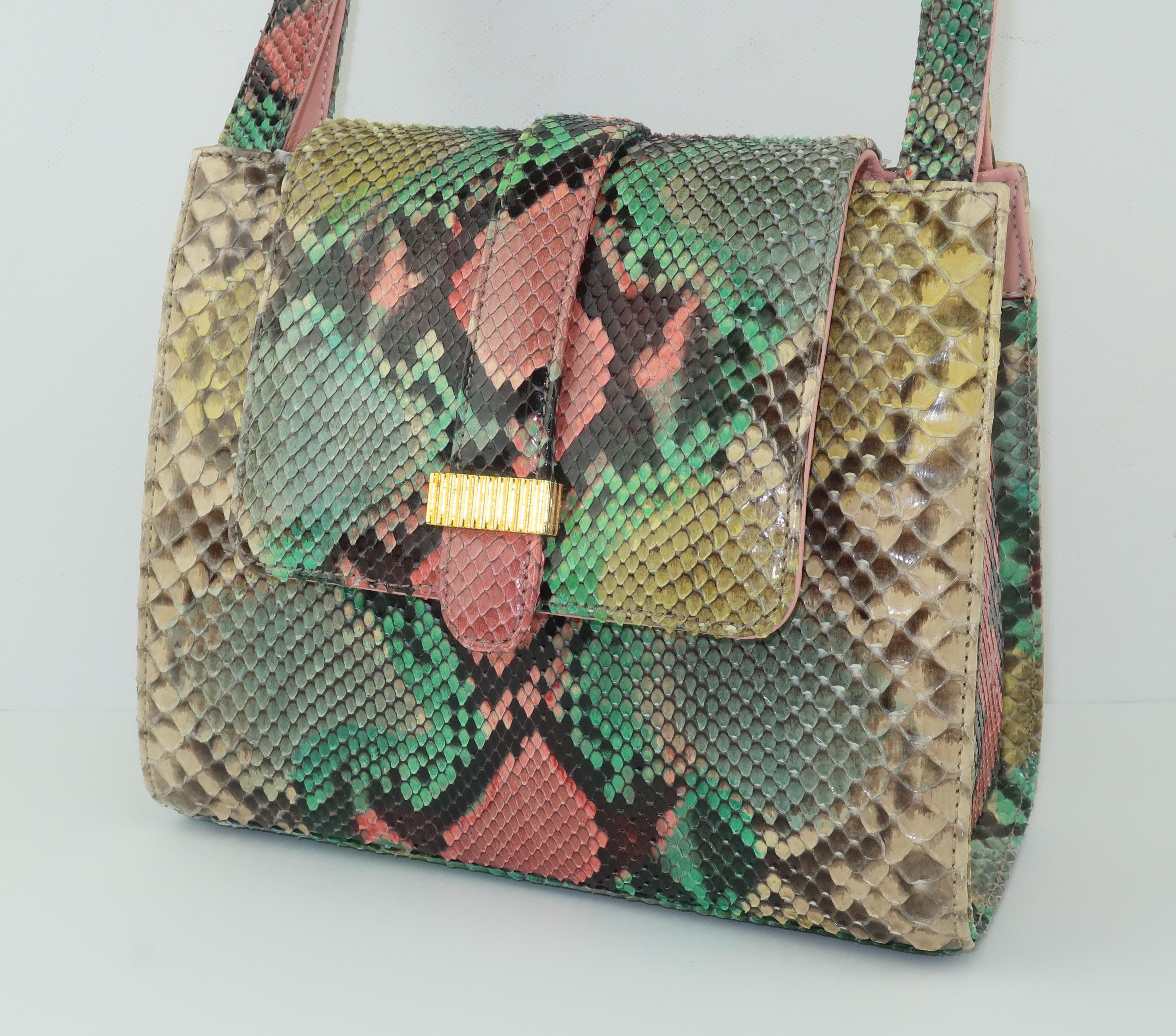 multicolor snakeskin purse