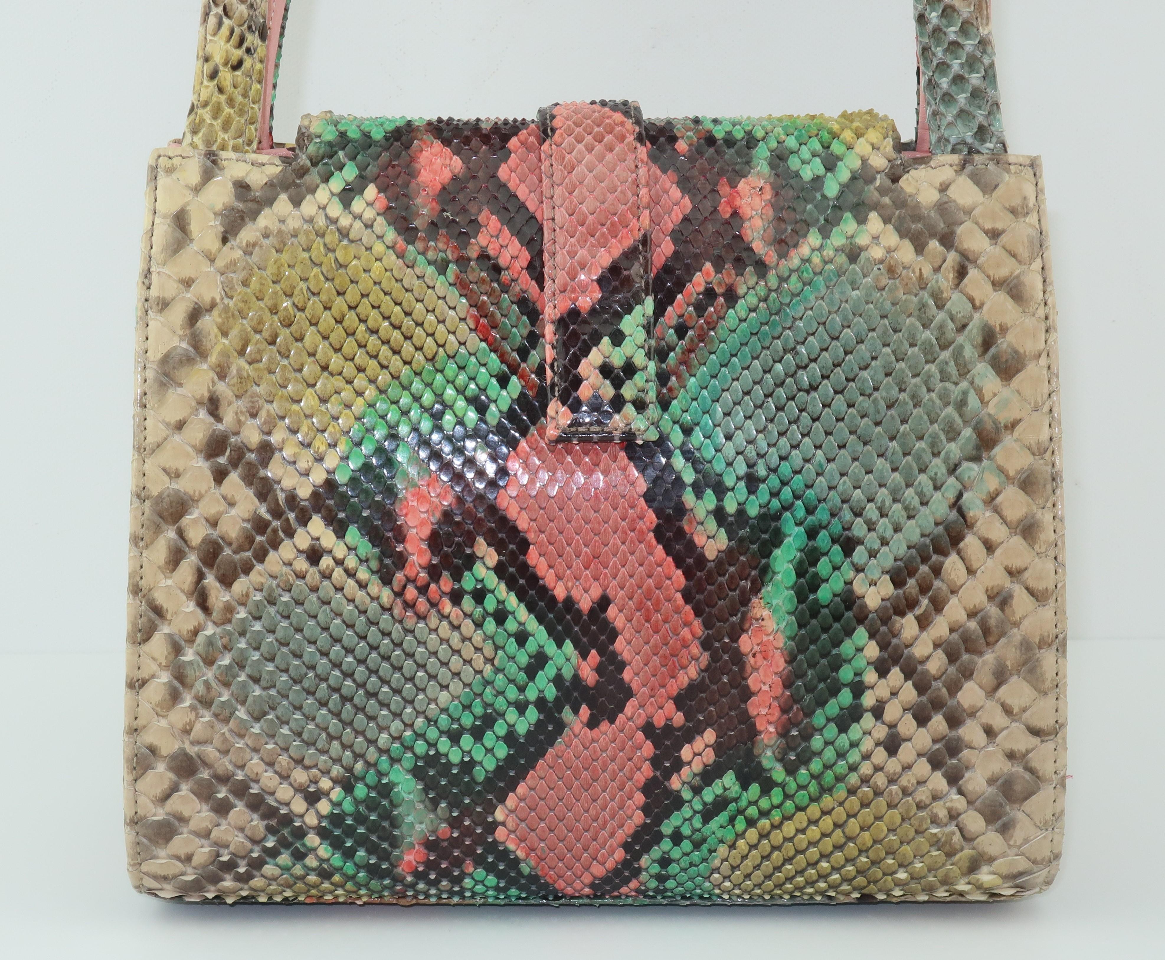 Brown Kleinberg Sherrill Multi Color Python Snakeskin Handbag