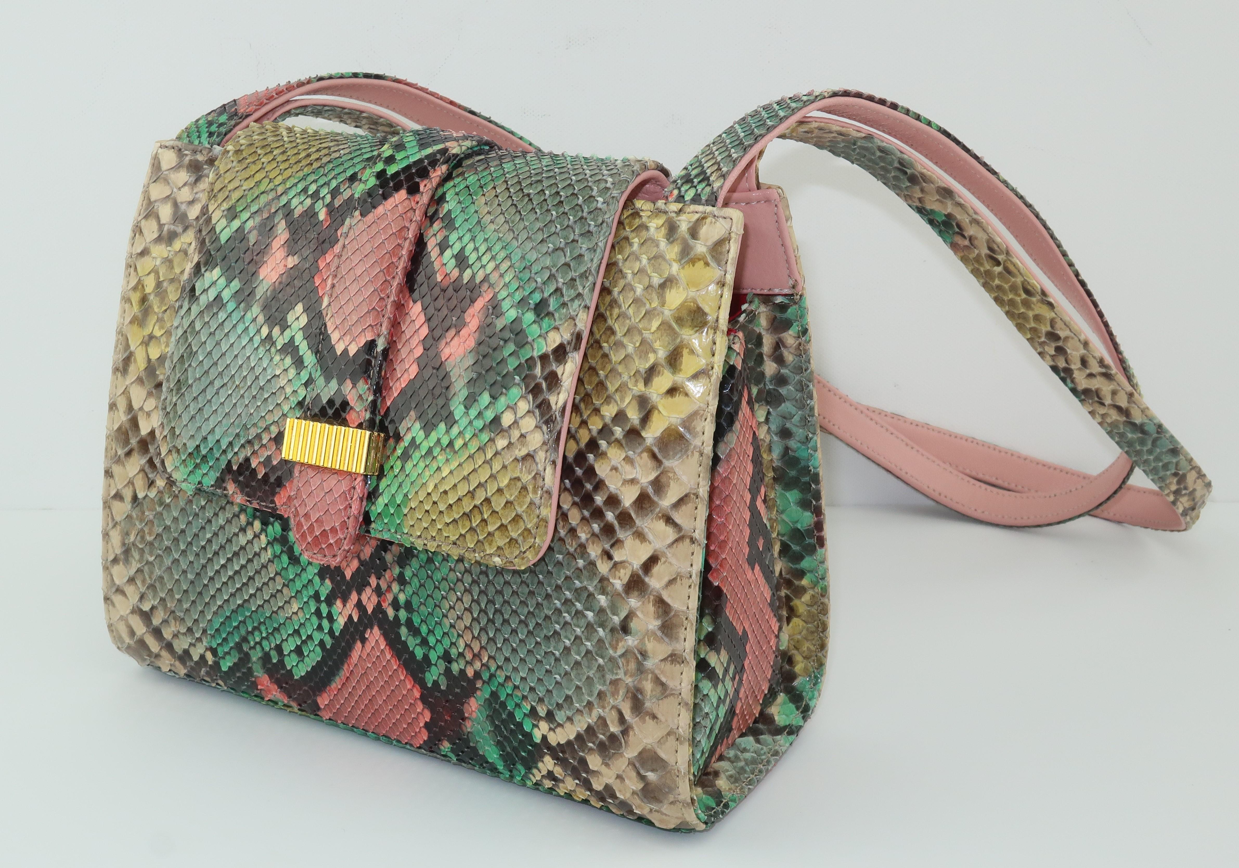 Nothing like a candy colored python handbag to brighten up your day!  Especially when it comes from the designers at Kleinberg Sherrill (now doing business as W. Kleinberg) specialists in luxury goods fabricated from exotic skins since the 1980’s. 