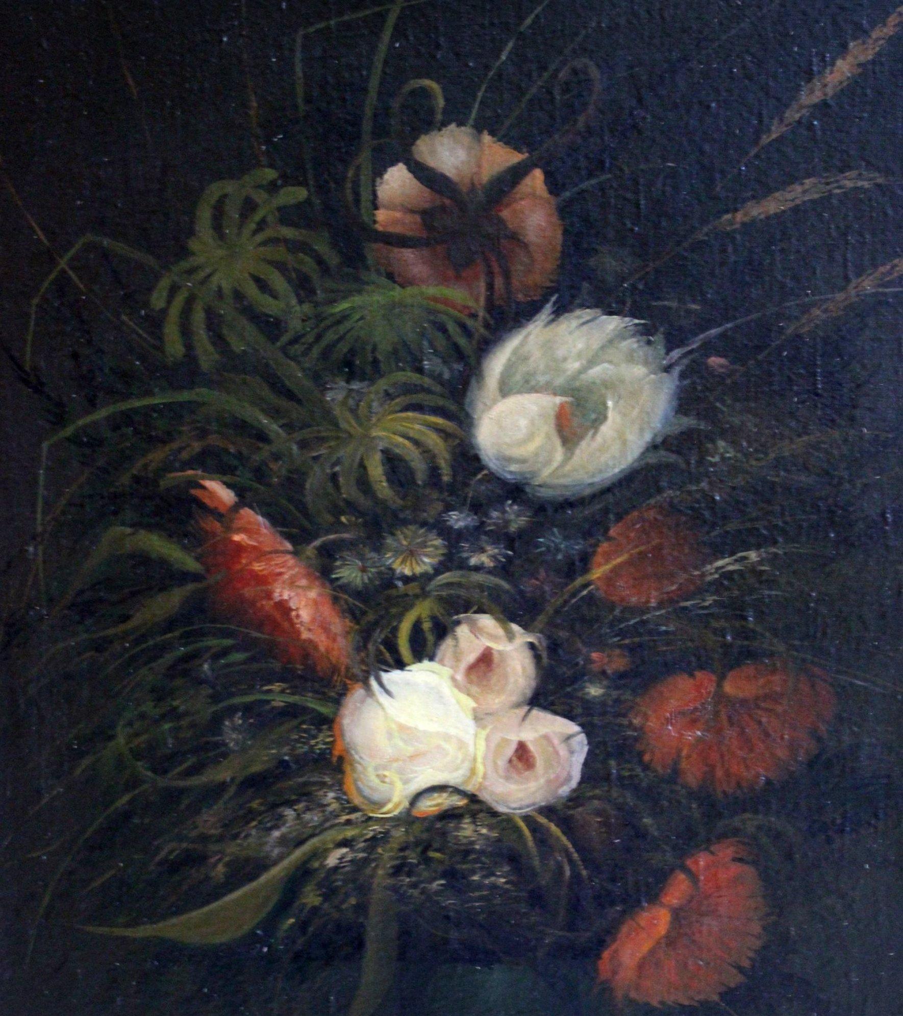 Bouquet in condizioni di scarsa illuminazione - Still-Life Painting Nero di Klever-Baldin Igor