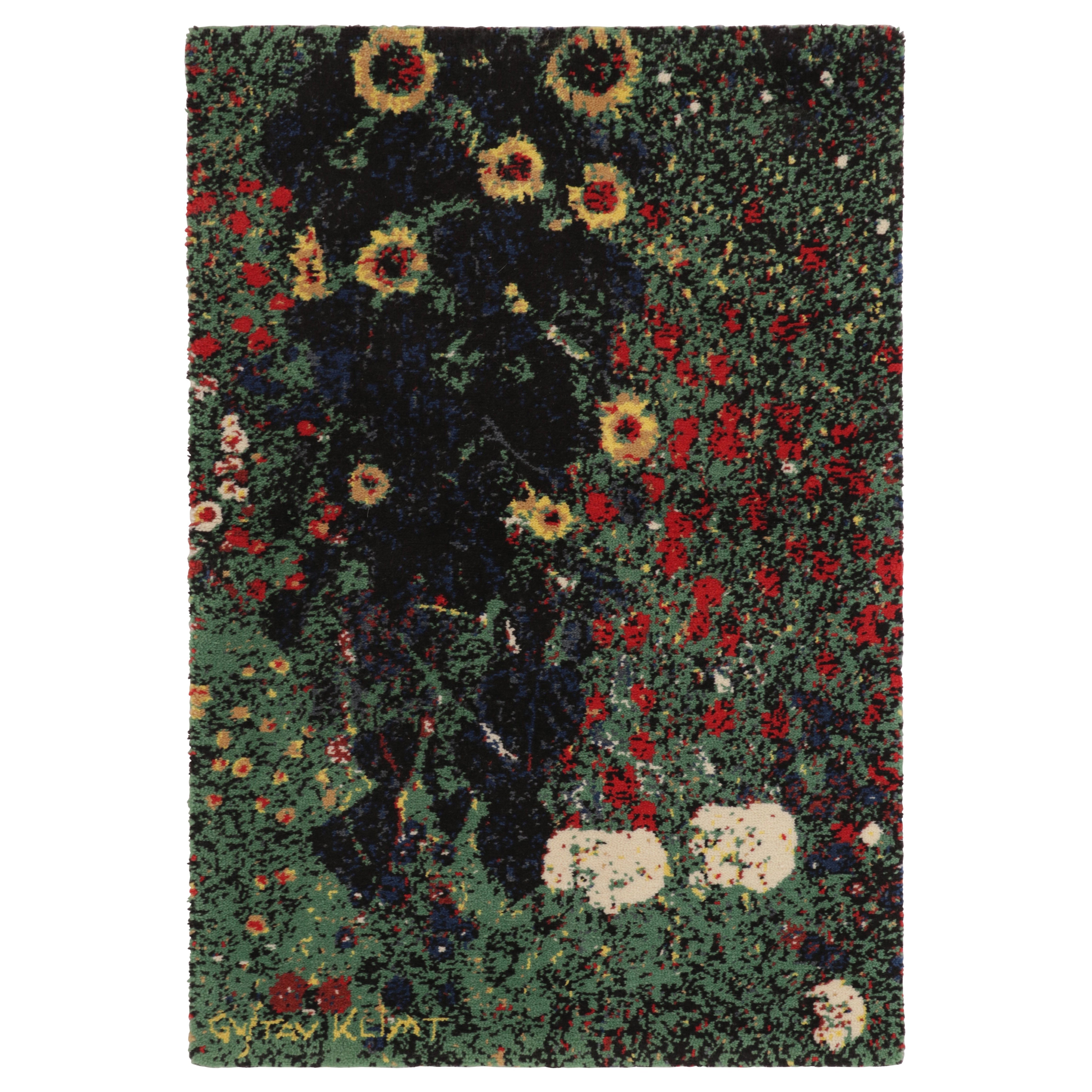 Klimt-Inspired Vintage Art Rug “Farm Garden with Sunflowers” - Rug 
Kilim For Sale