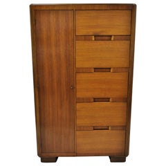 Antique Kling Factories Waterfall Art Deco Armoire Mahogany Dresser Cedar Lined Wardrobe