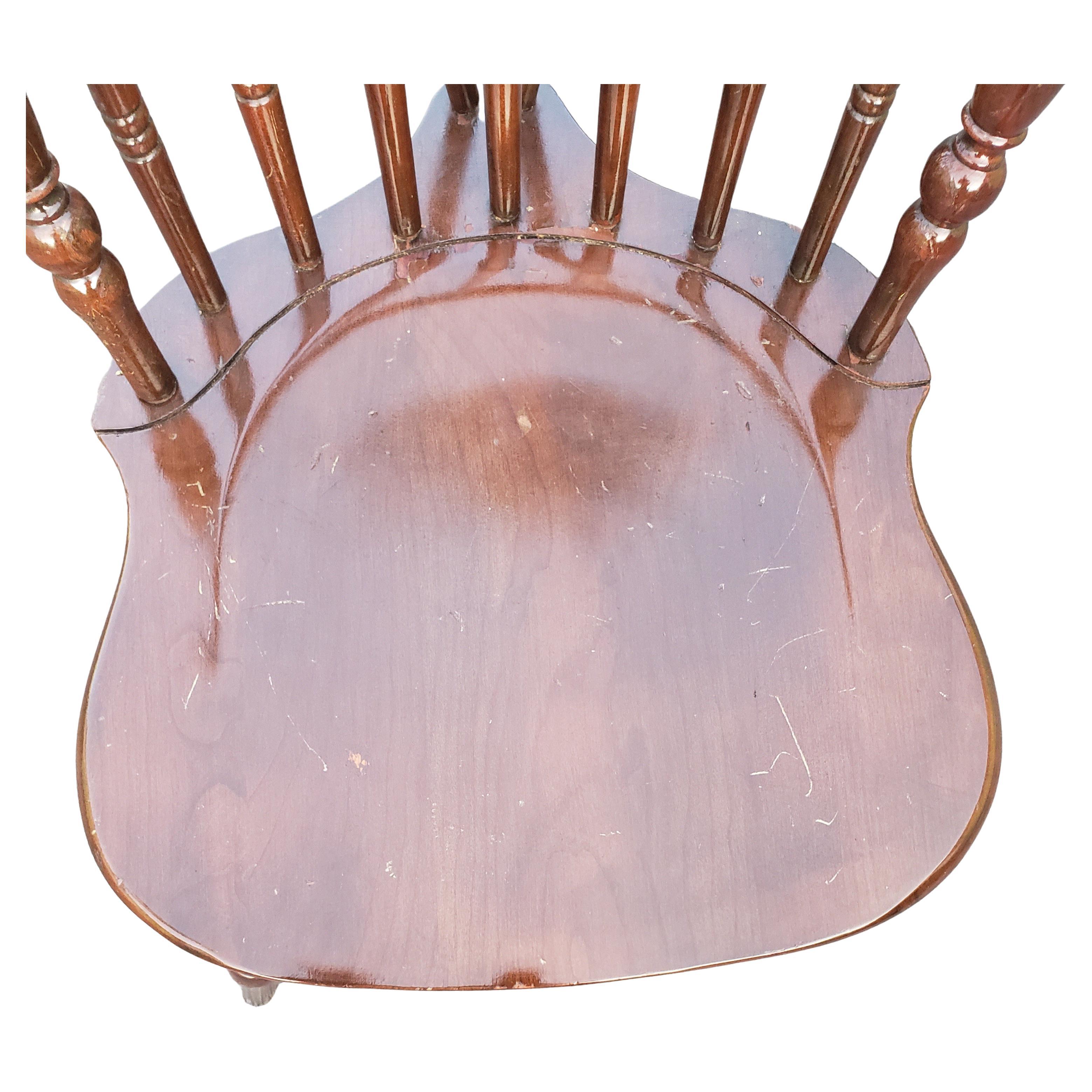 Kling Furniture Cherry Mahogany Fiddleback Brace Back Windsor Chairs, C. 1940s 1