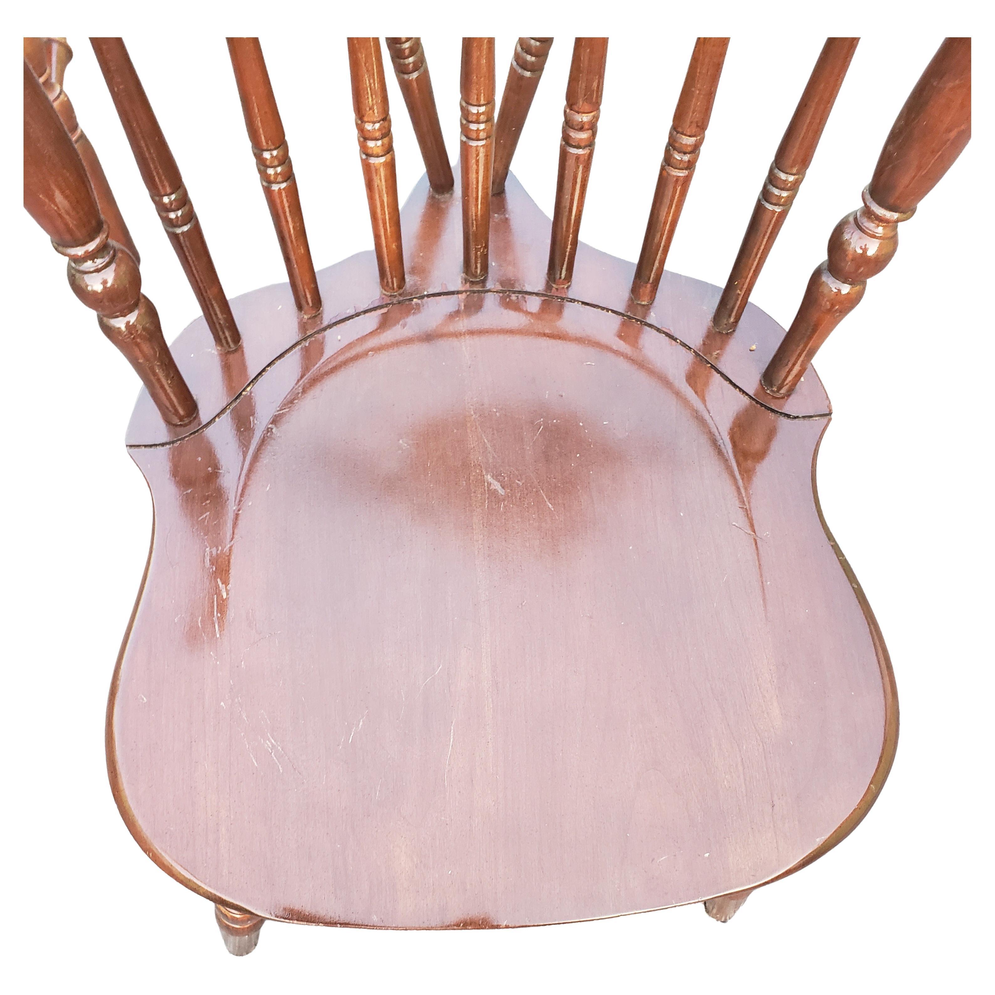 Kling Furniture Cherry Mahogany Fiddleback Brace Back Windsor Chairs, C. 1940s 2