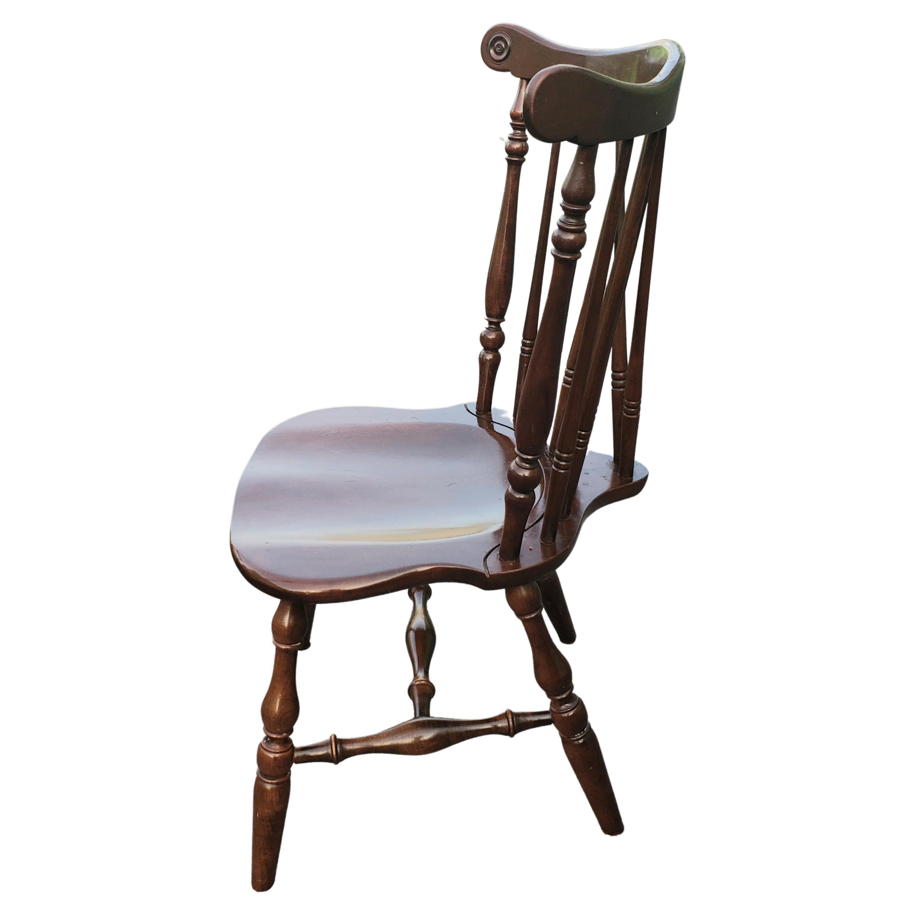 American Kling Furniture Cherry Mahogany Fiddleback Brace Back Windsor Chairs, C. 1940s