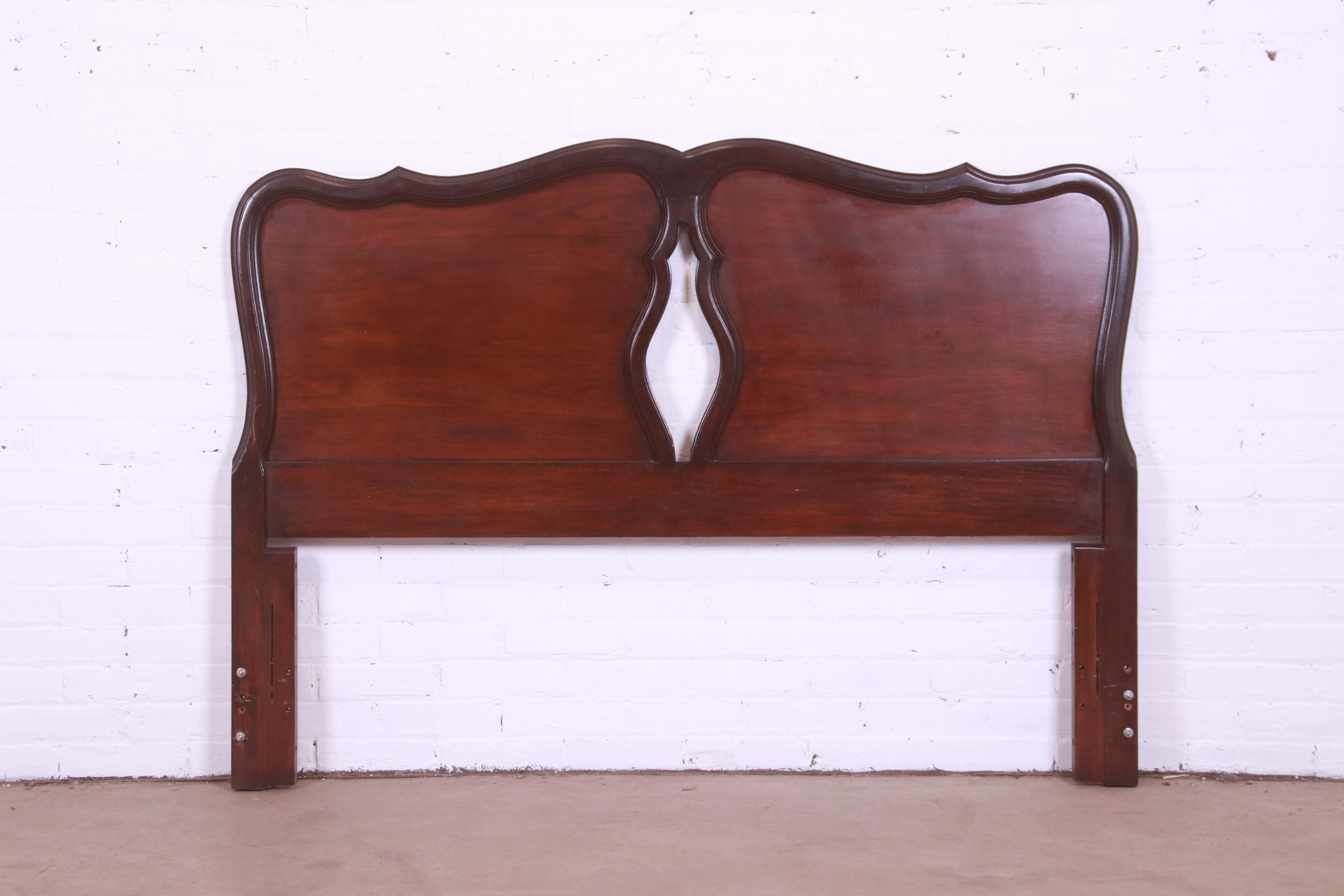 Kling Furniture French Provincial Carved Mahogany Full or Queen Size Headboard In Good Condition In South Bend, IN