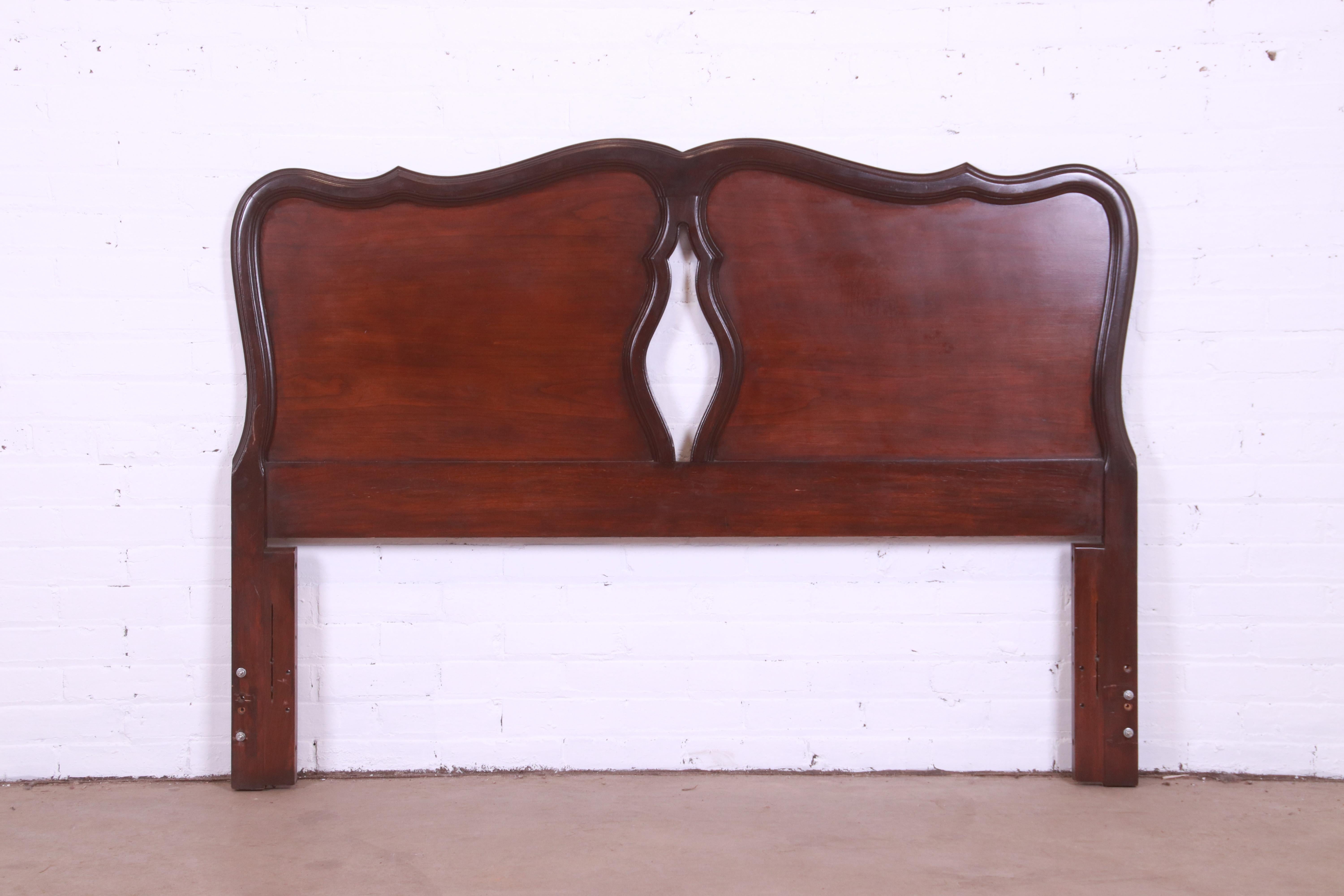 Kling Furniture French Provincial Carved Mahogany Full or Queen Size Headboard In Good Condition In South Bend, IN