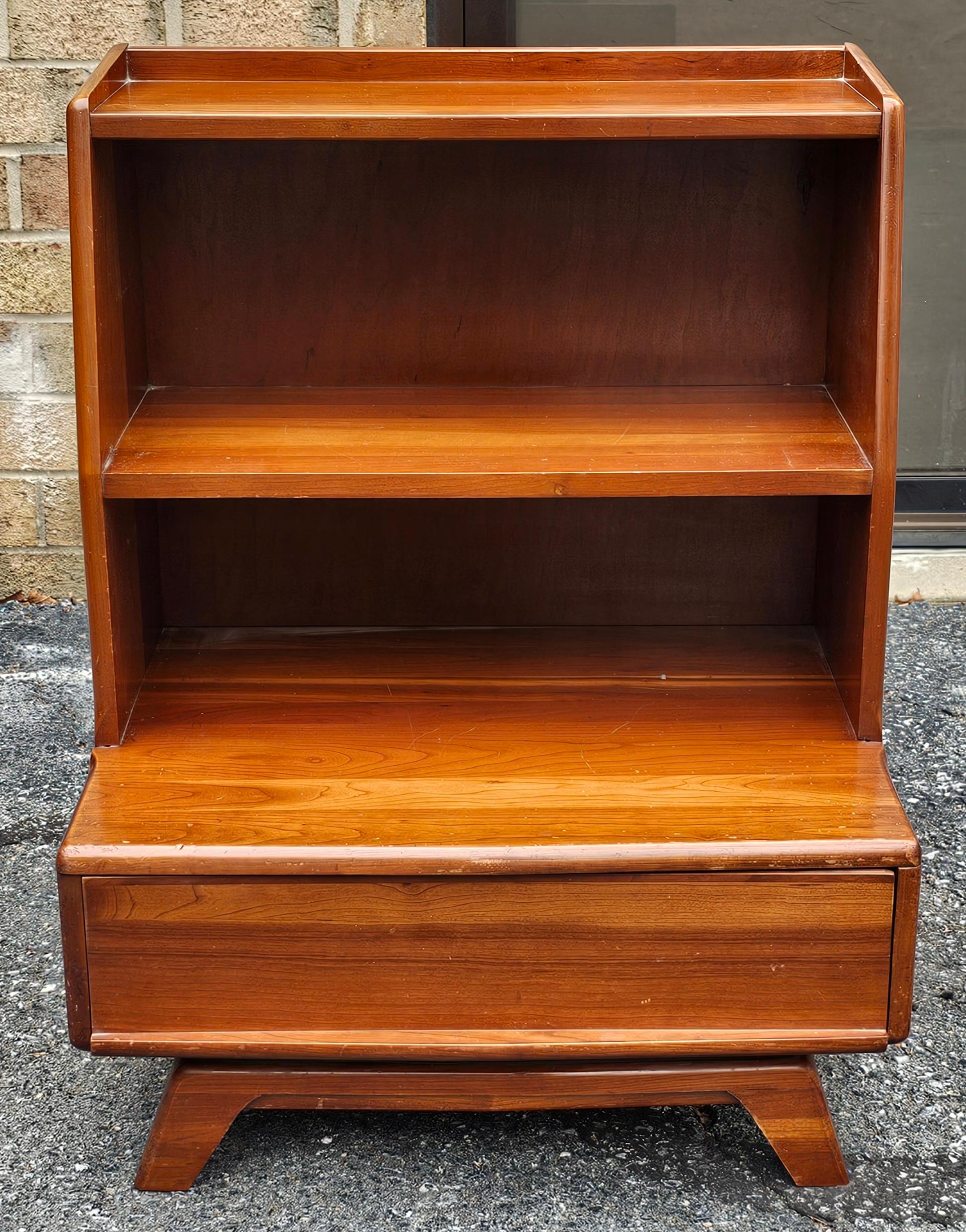 A Kling Furniture Mid Century Solid Cherry Tiered Bedside Table Nightstand.  
Measures 24