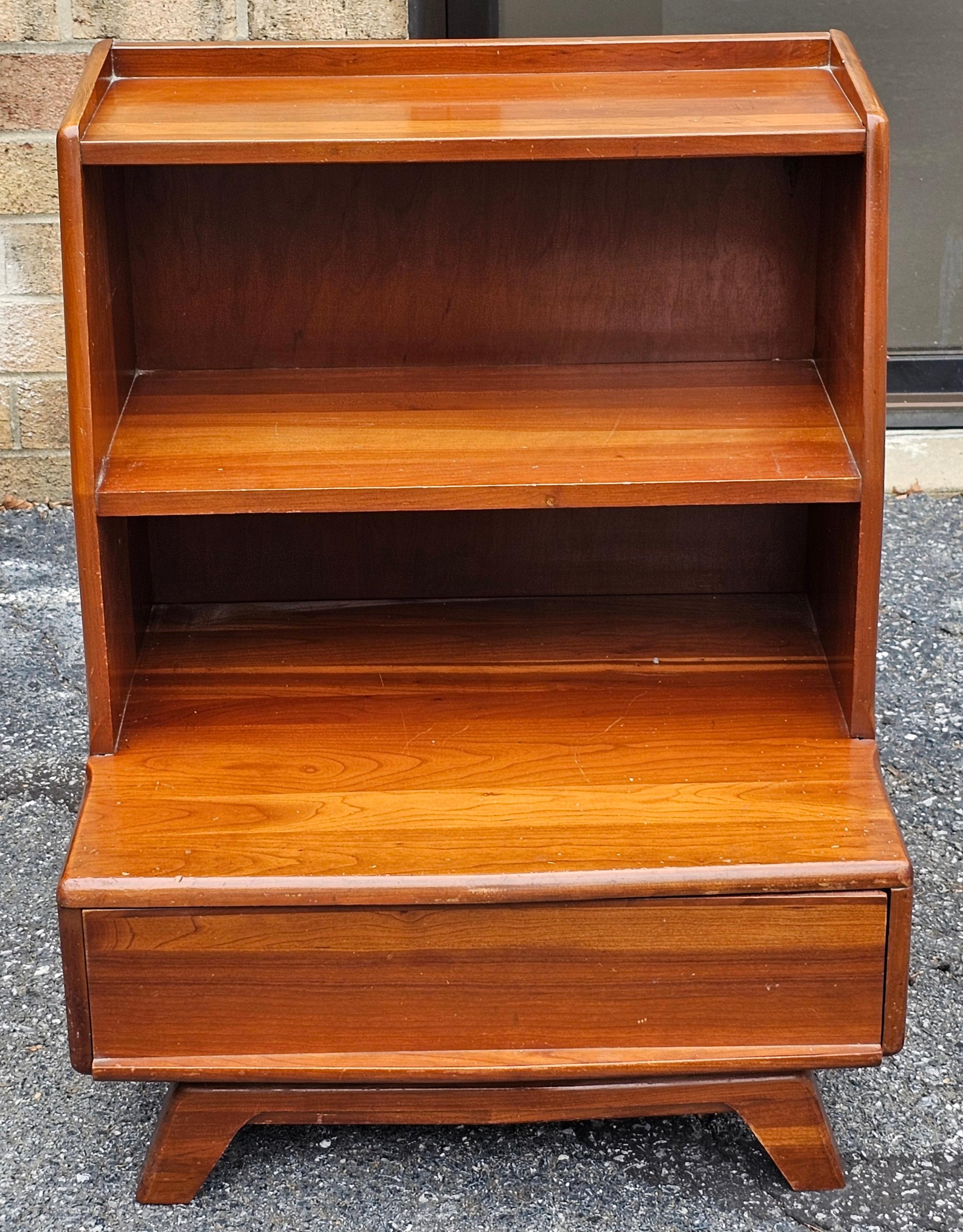 American Classical Kling Furniture Mid Century Solid Cherry Tiered Bedside Table Nightstand For Sale