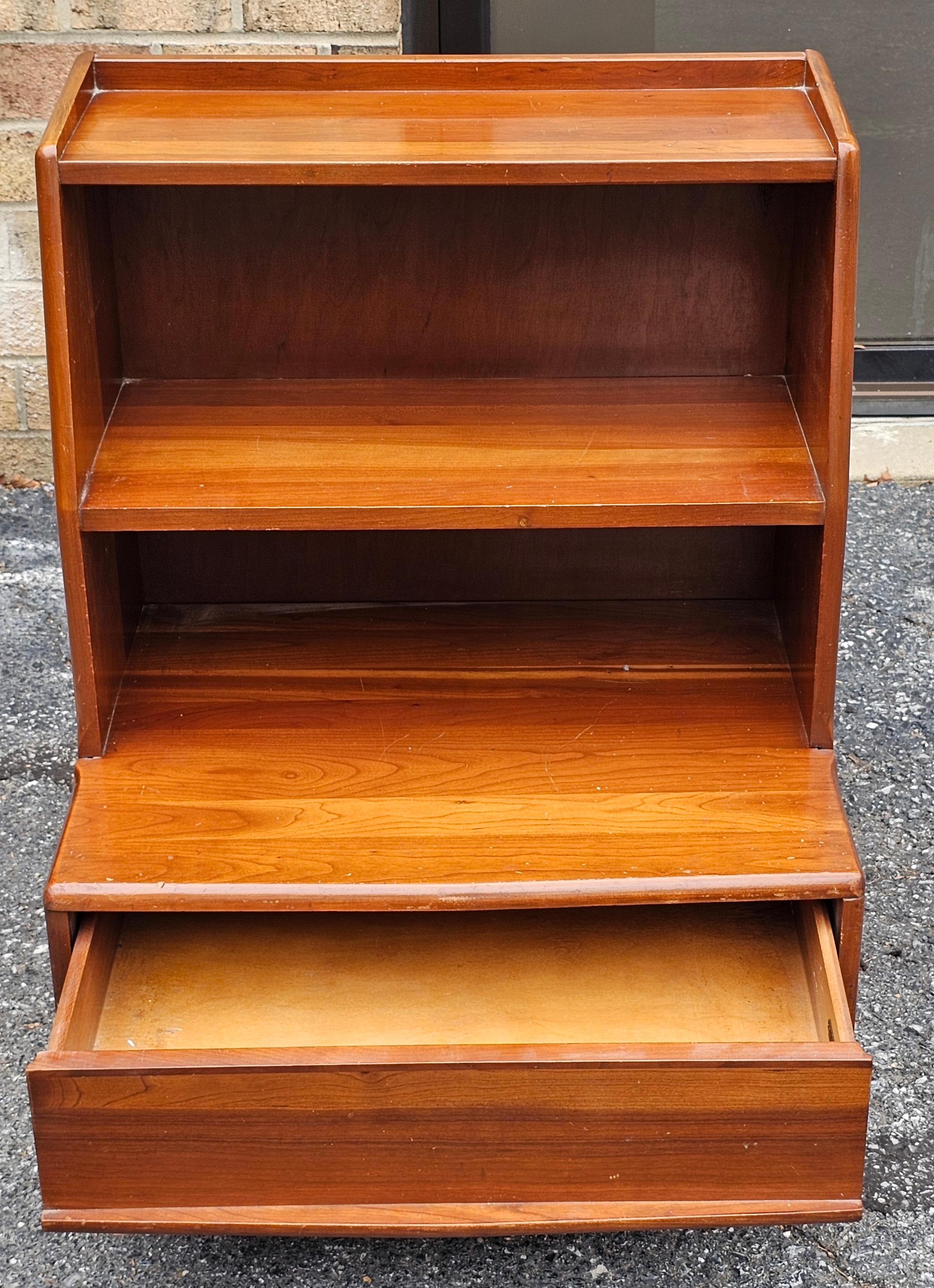 American Kling Furniture Mid Century Solid Cherry Tiered Bedside Table Nightstand For Sale