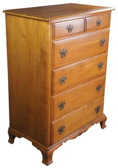 Kling Olde Orchard Maple Colonial Chippendale Tallboy Dresser Chest of Drawers