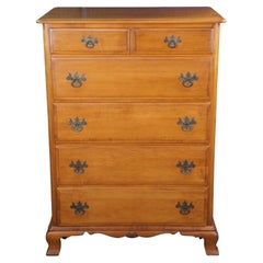 Vintage Kling Olde Orchard Maple Colonial Chippendale Tallboy Dresser Chest of Drawers