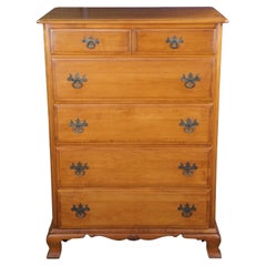 Kling Olde Orchard Maple Colonial Chippendale Tallboy Dresser Chest of Drawers