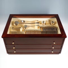 Klinkosch Vienna Art Nouveau Silver Cutlery Set For 12 People In Display Cabinet
