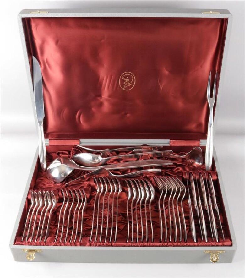 Art Nouveau Klinkosh Silver 800 Cutlery Set, 6 Person