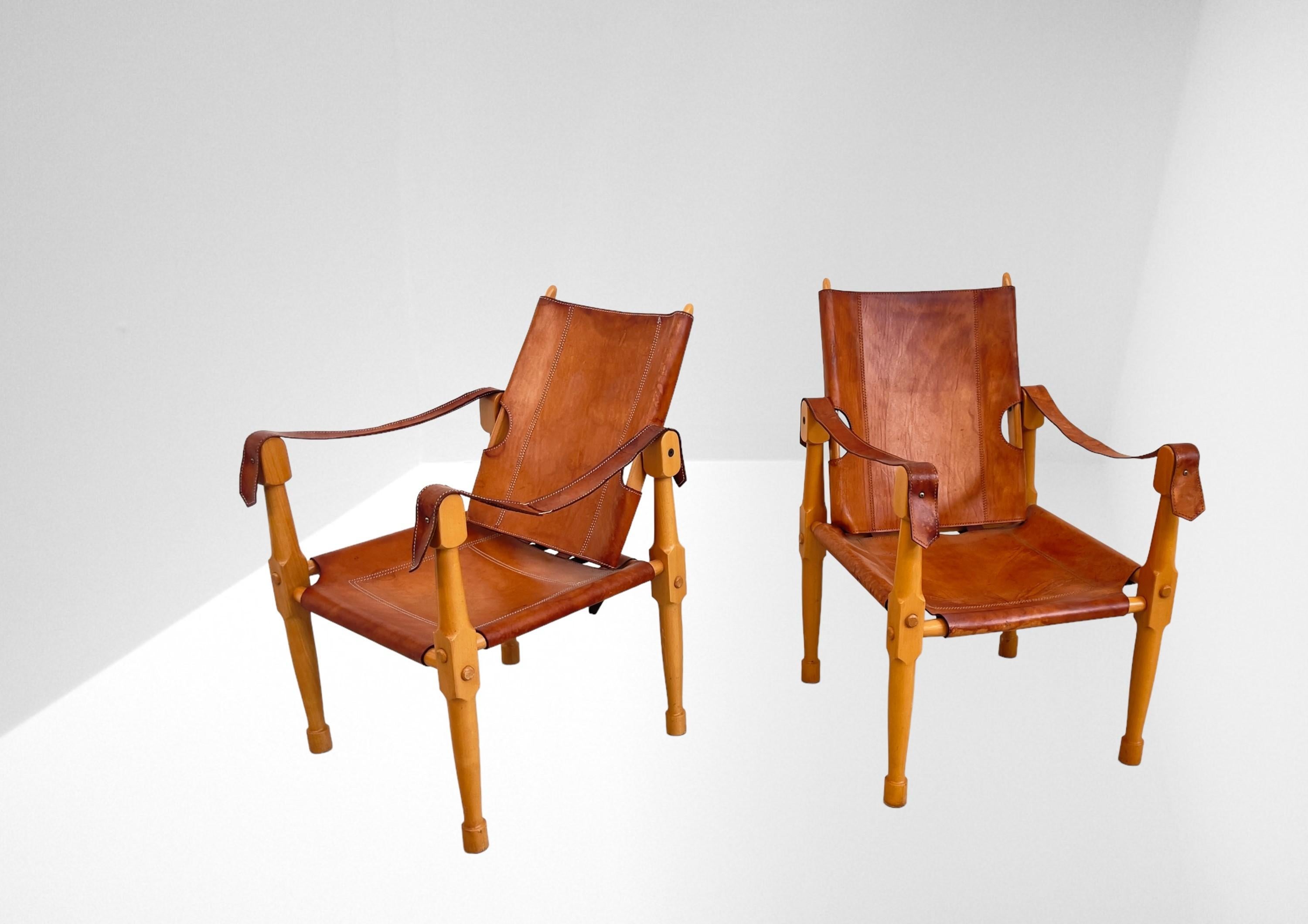 Klint Kaare Pair of Safari Armchairs by Kaare Klint en vente 2