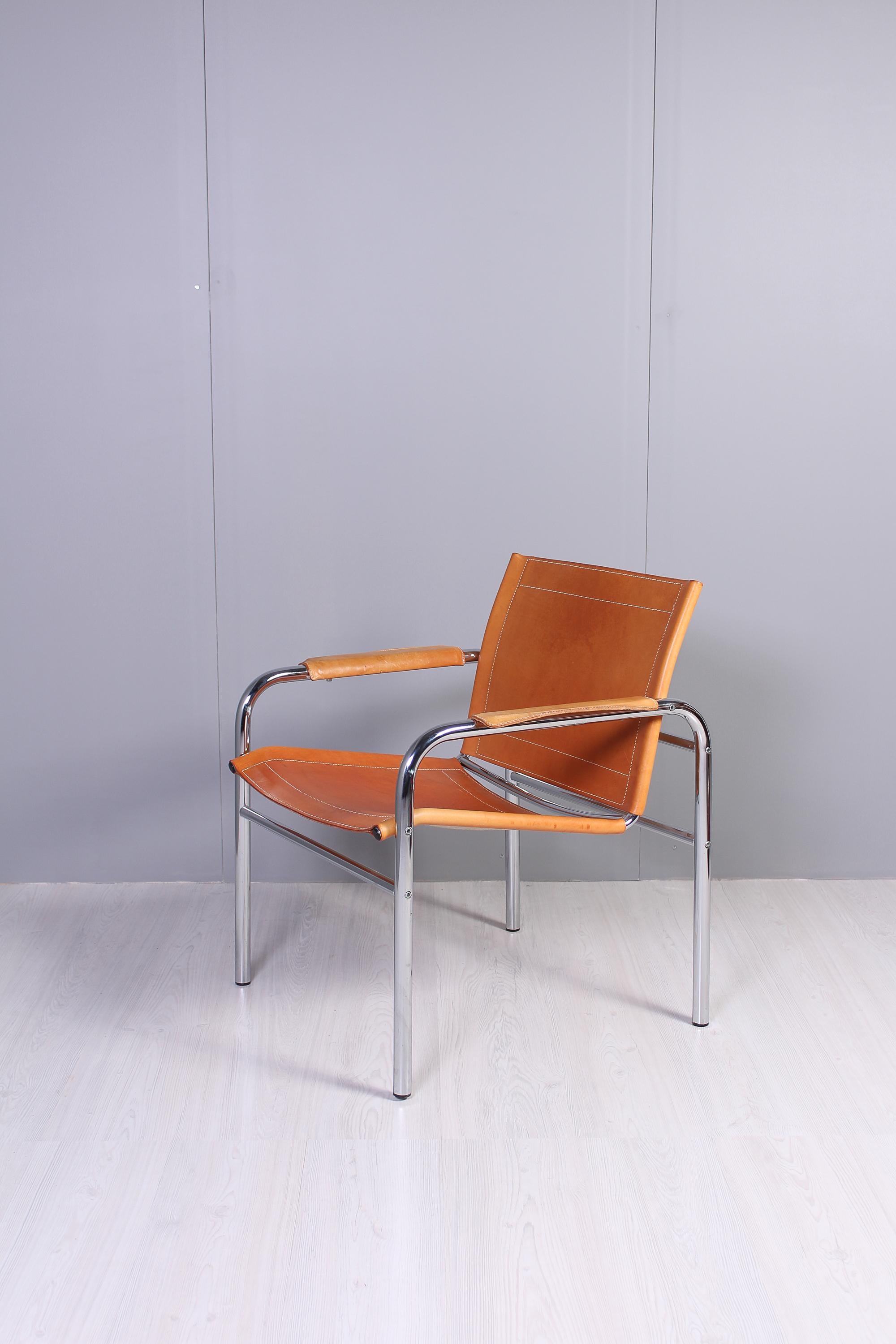 Klinte" Cognac Leather Easy Chair by Tord Björklund, 1970s at 1stDibs