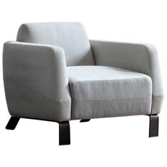 Klippen Lounge / Armchair in White Holly Hunt Fabrics with Bronze Patina Base