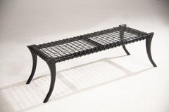 KLISMOS BENCH in Black Wood With Woven Leather