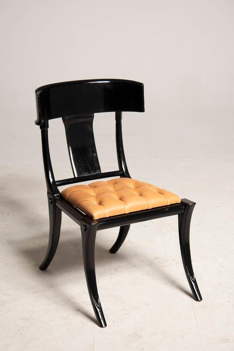 Greek Revival Klismos black chair For Sale
