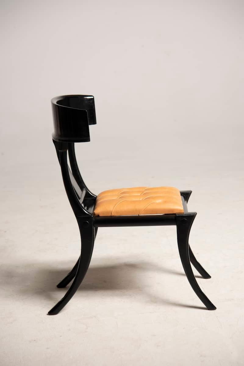 Lacquered Klismos black chair For Sale
