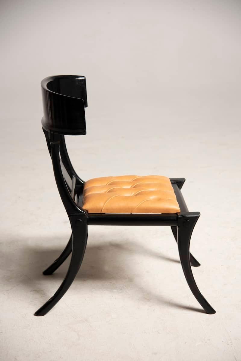 Leather Klismos black chair For Sale