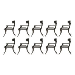 Klismos Sillones Pata de Sable Madera Cuero Negro Personalizables, Lote de 10