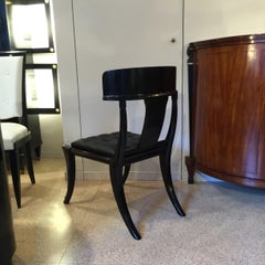 Klismos Black Wood Black Leather Seats Saber Legs Customizable Dining Chairs