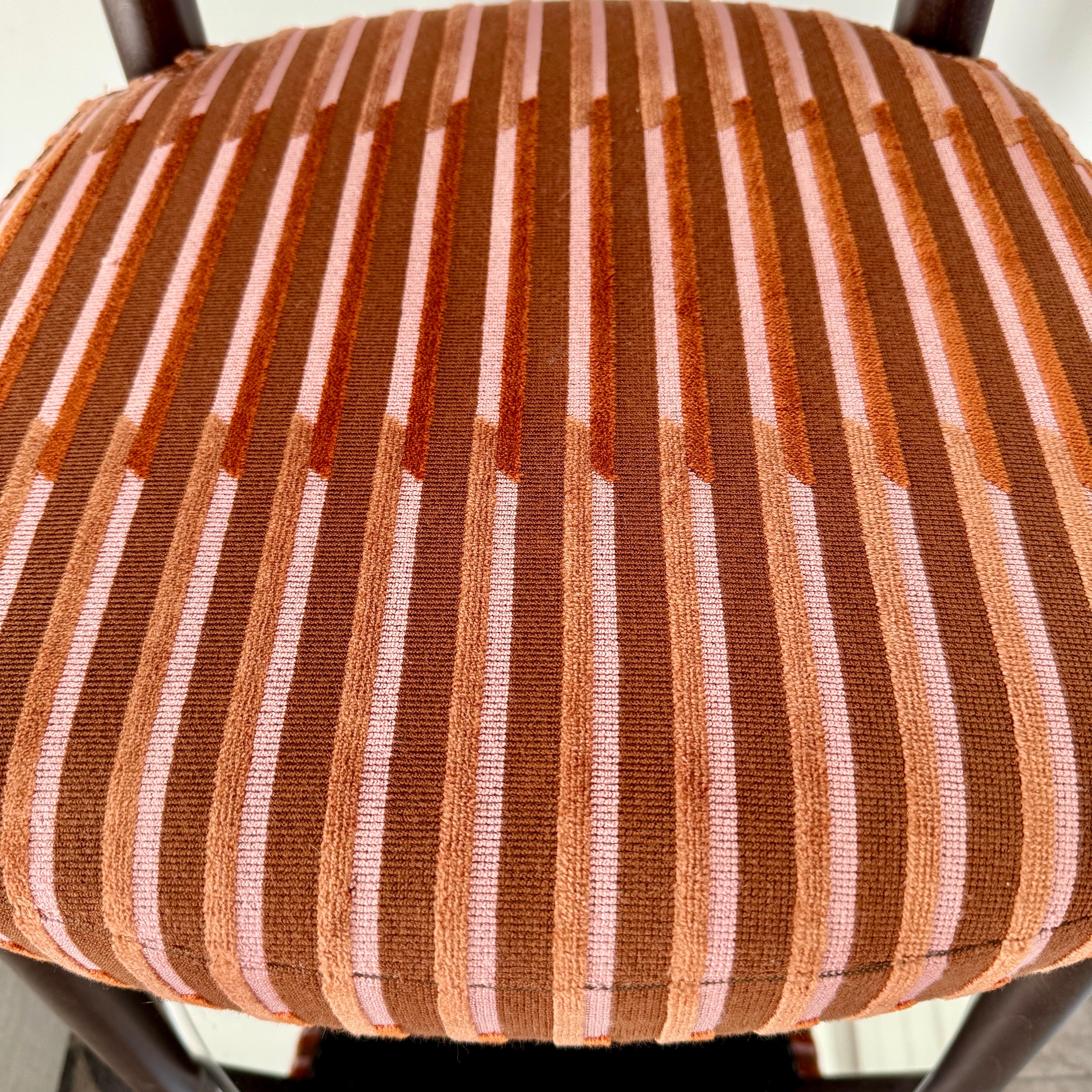Klismos Chair in Velvet Stripes Upholstery and Walnut Wood For Sale 2