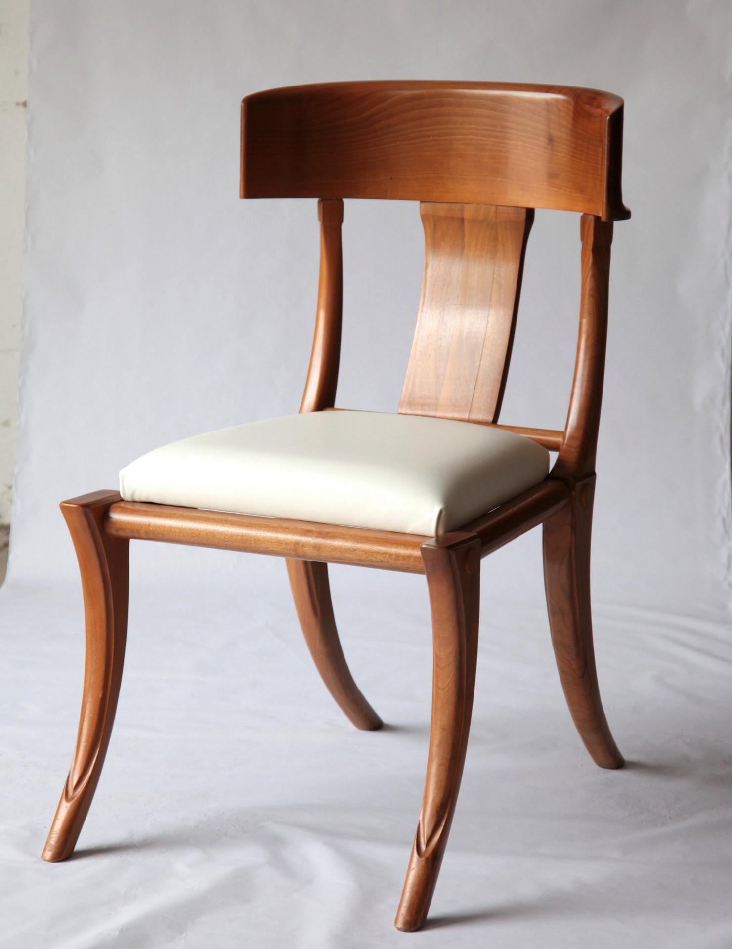 Klismos Chair, Italian Walnut, Natural blonde stain and shellack polish