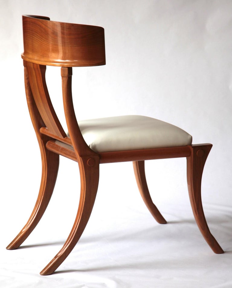 Klismos Chair, Italian Walnut, Natural blonde stain and shellack polish  finish For Sale at 1stDibs