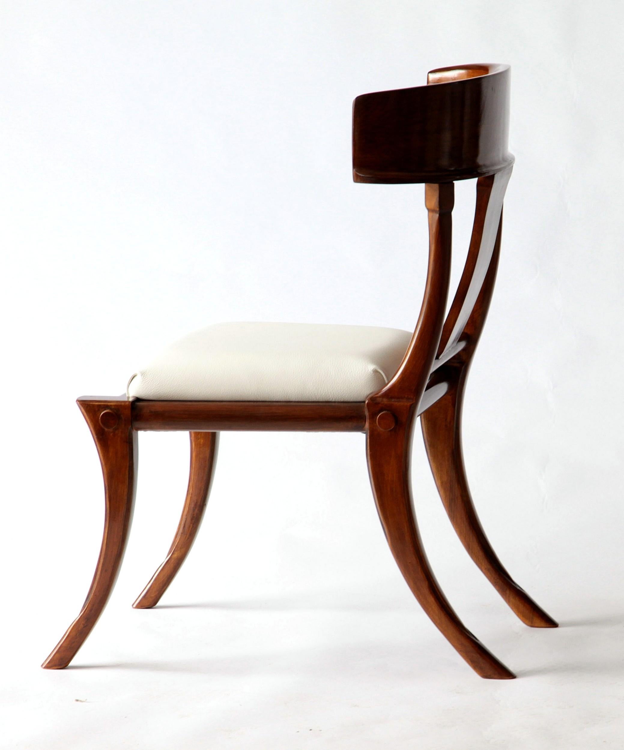 Klismos Chair, Italian Walnut, Medium Brown Stain and Shellak Polish