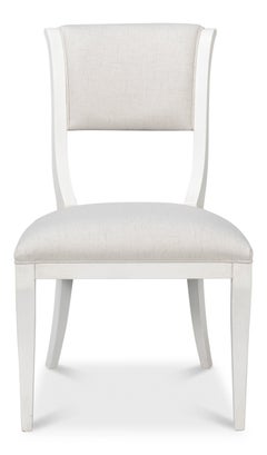 Klismos Dining Chairs in White with Cream Seats, Sets of 2