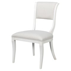 Klismos Dining Chairs in White with Cream Seats, Sets of 2