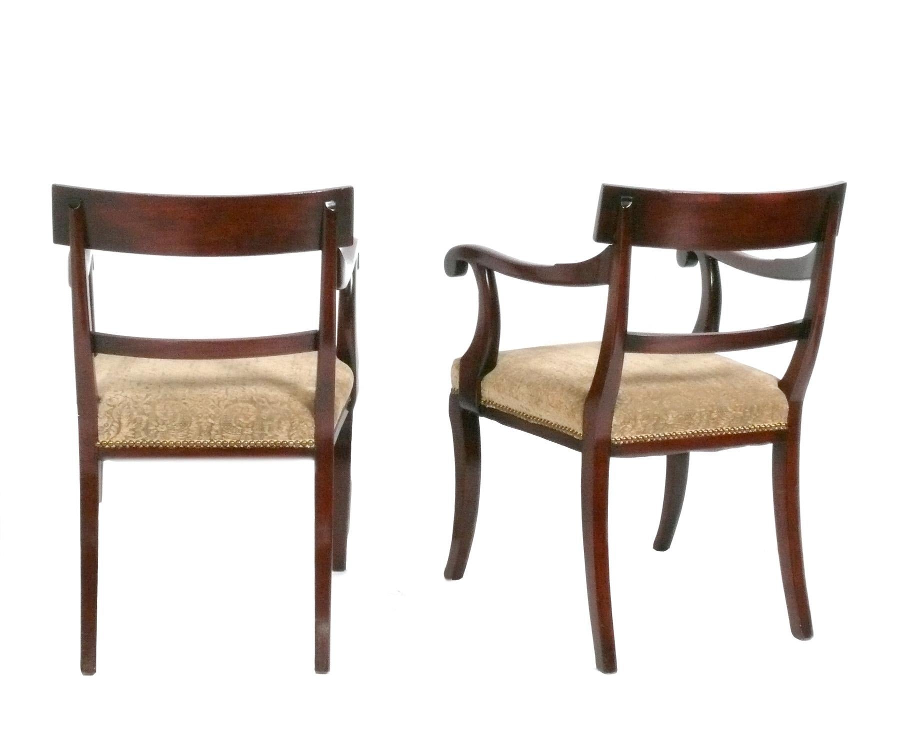 Neoclassical Revival Elegant Klismos Dining Chairs Set of Eight