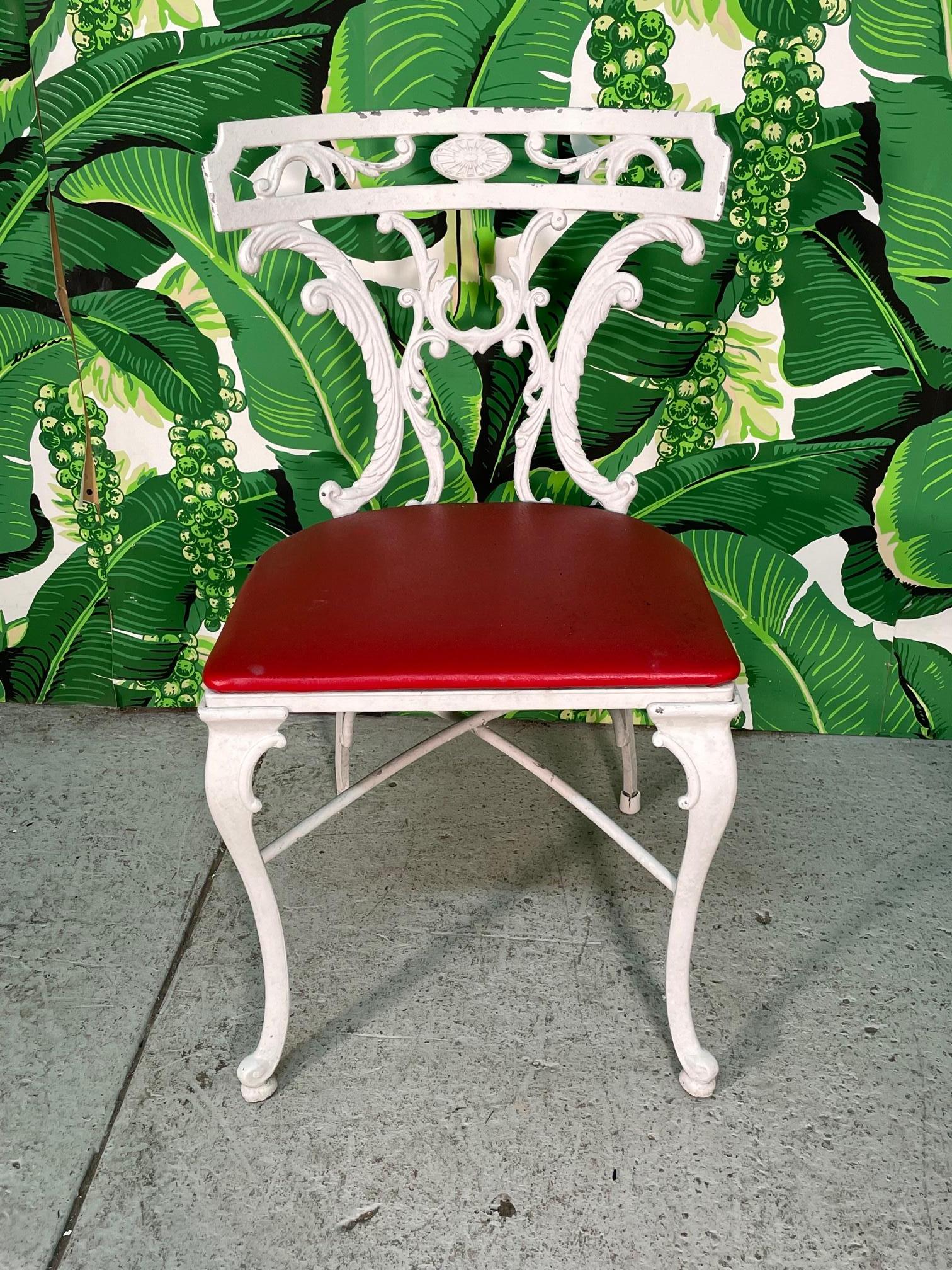 Hollywood Regency Klismos Garden Chairs 1950s Cast Aluminum, Set of 6
