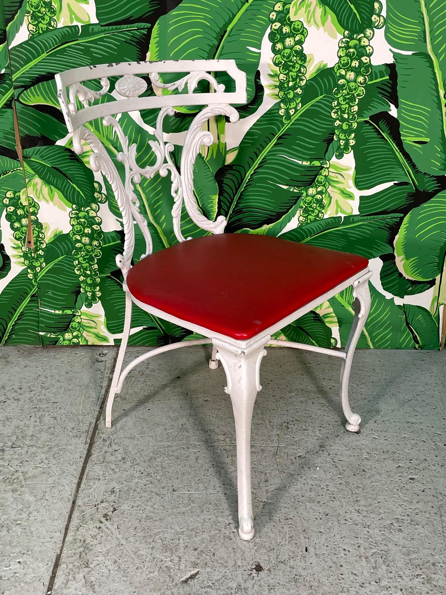 Klismos Garden Chairs 1950s Cast Aluminum, Set of 6 In Fair Condition In Jacksonville, FL