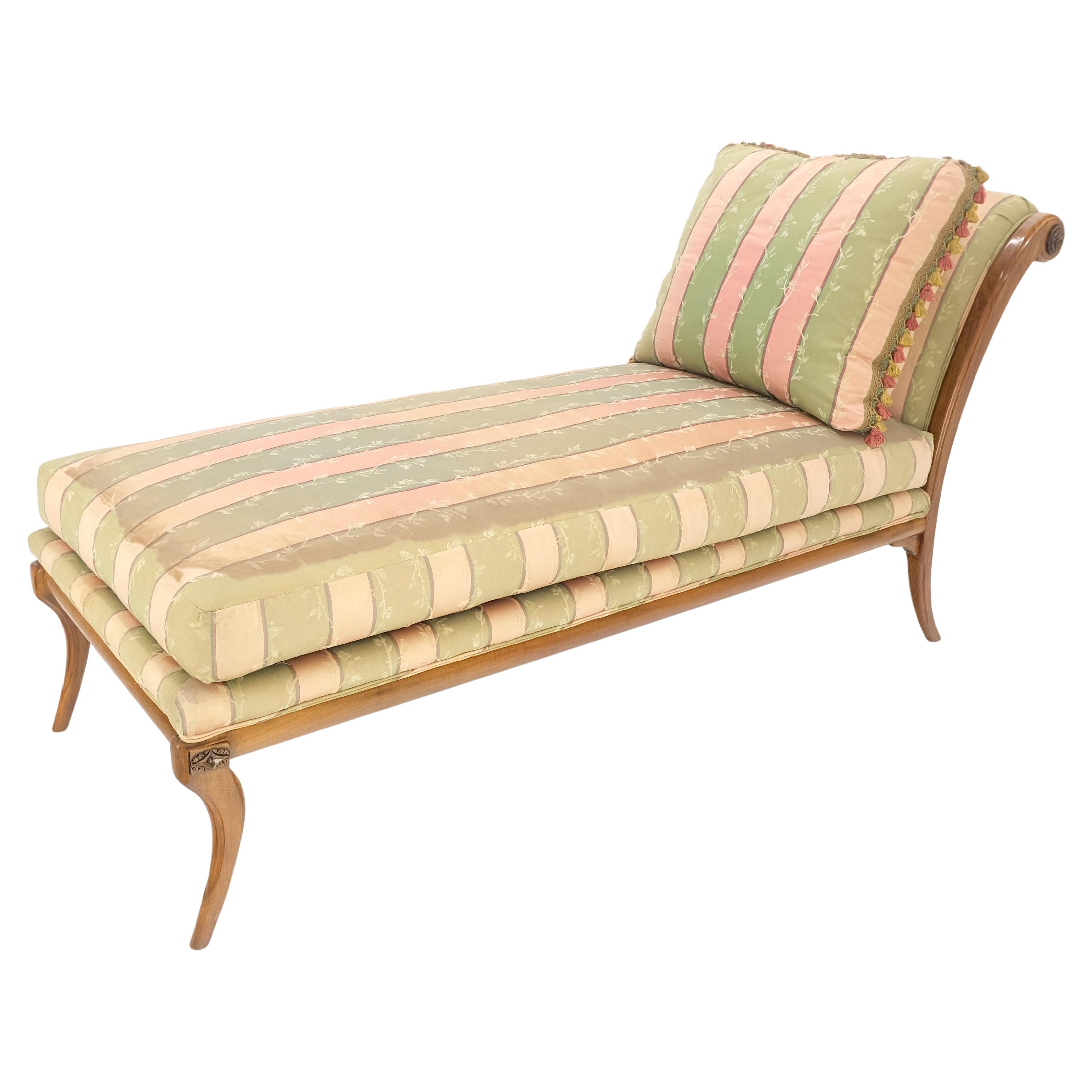 Klismos Light Carved Walnut Frame Chaise Lounge Chair Stunning MIINT Frame! New upholstery job included in the full price, buyer to provide fabric.