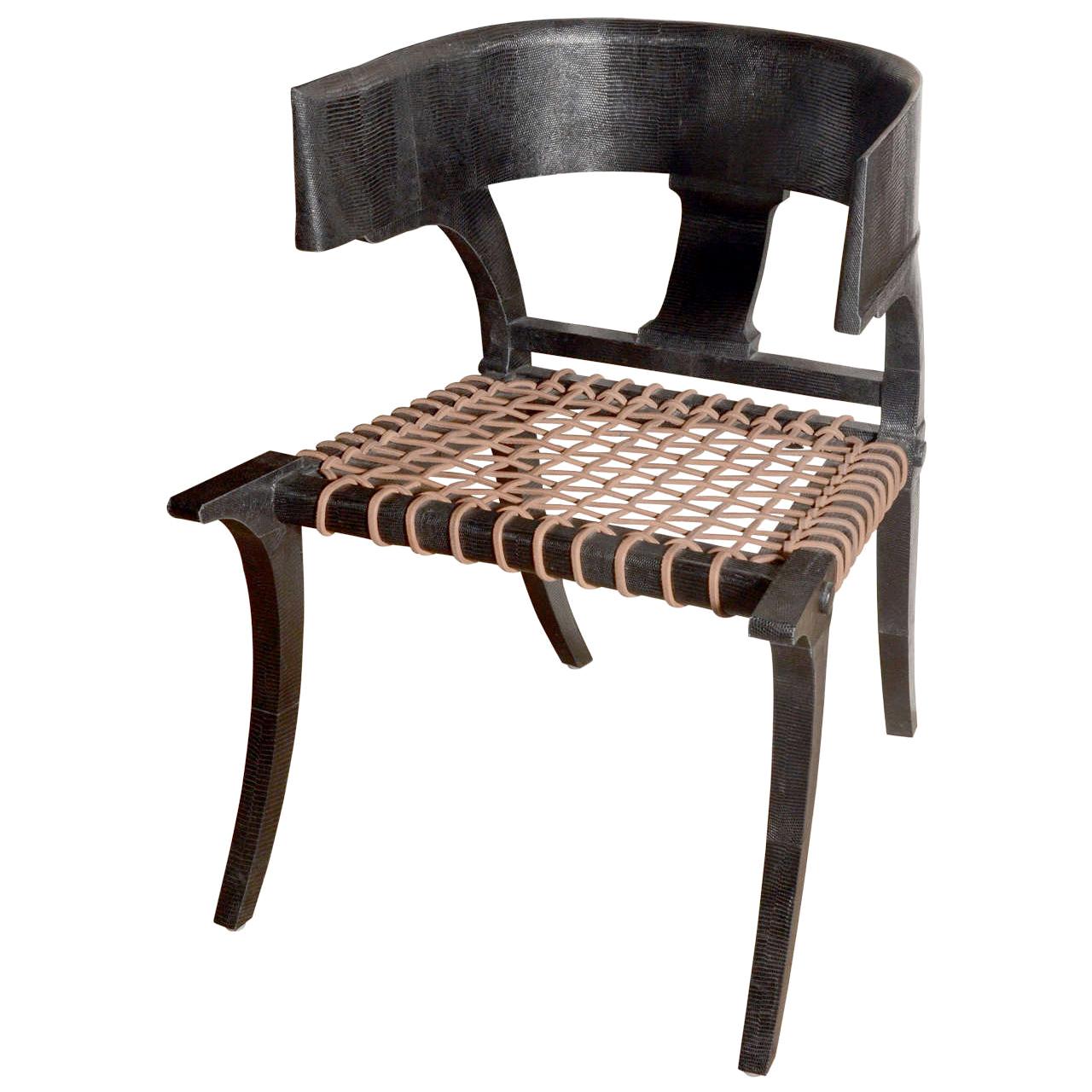 Klismos Lower Back Chair in Black Lizard For Sale at 1stDibs type of