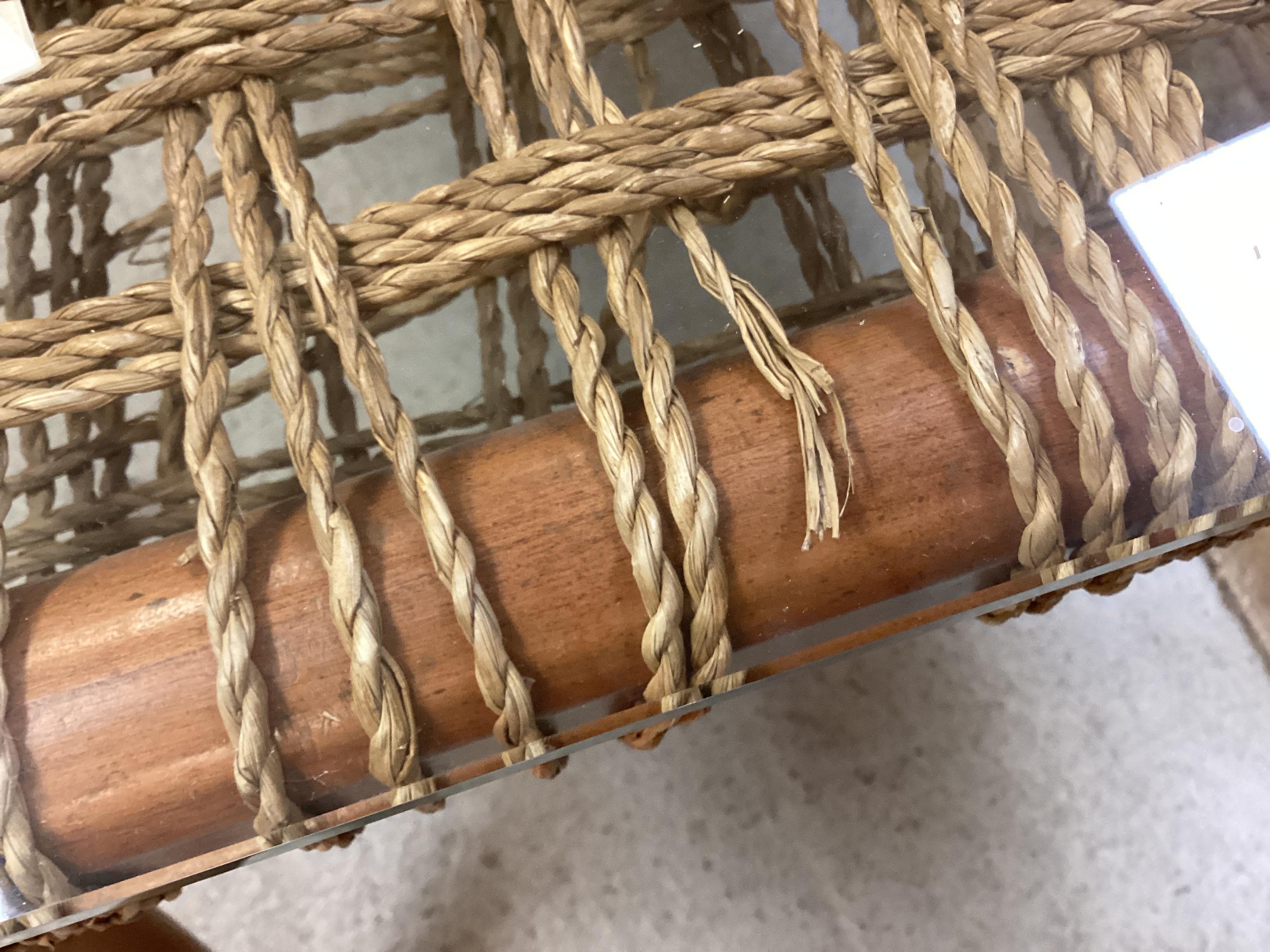 Klismos Style Cocktail Table With Woven Rope Top For Sale 5
