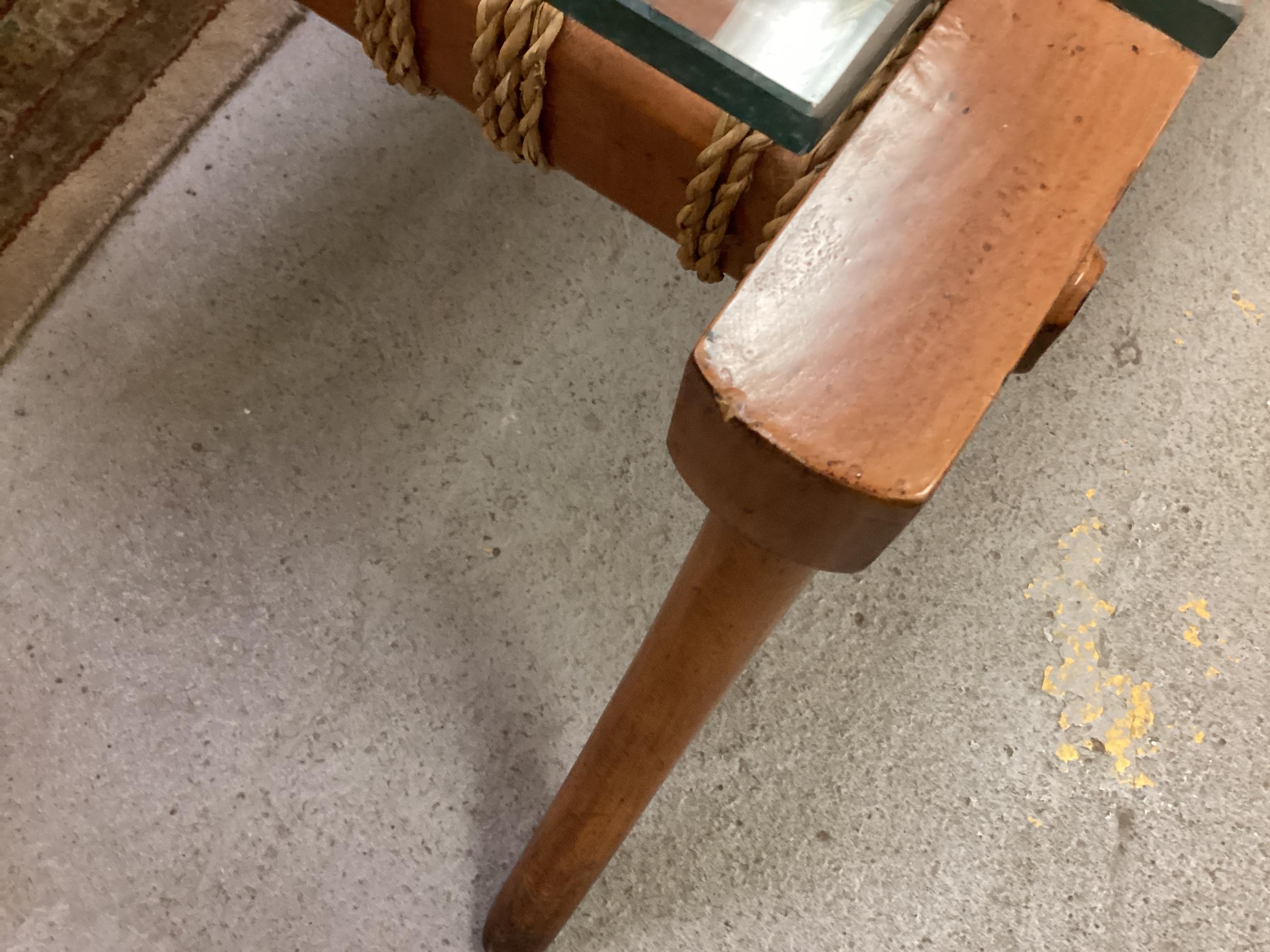 Klismos Style Cocktail Table With Woven Rope Top For Sale 6