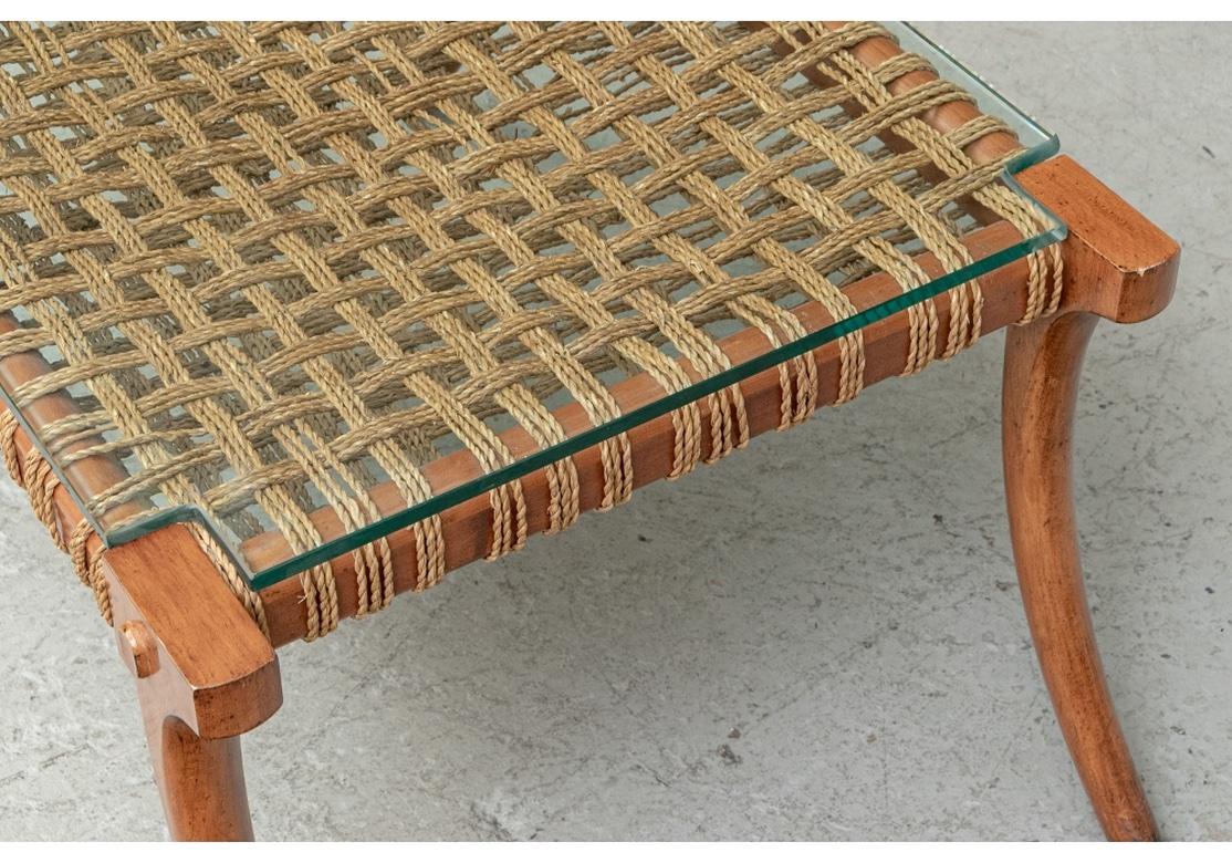 Klismos Style Cocktail Table With Woven Rope Top For Sale 3
