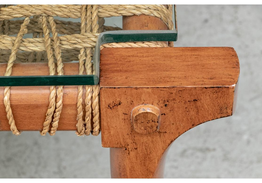 Klismos Style Cocktail Table With Woven Rope Top For Sale 4